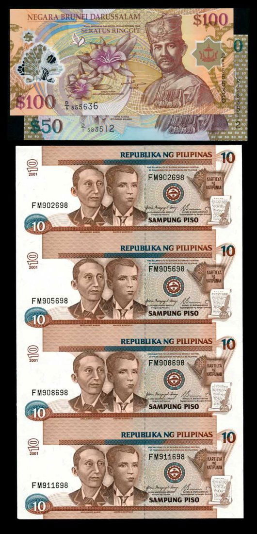 World banknotes of Brunei Philippines (1 of 1)