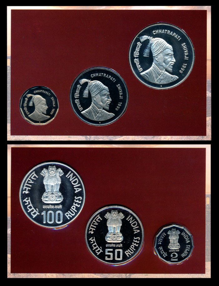 3 India 2-100 Rupees proofs 1999 (1 of 1)