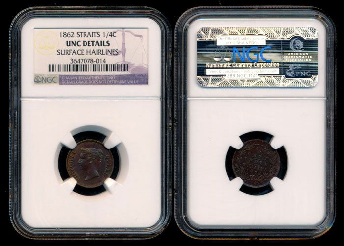 Straits Settlements 1/4c 1862 NGC UNC (1 of 1)