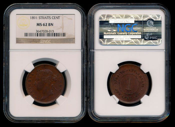 Straits Settlements QV 1c 1891 NGC MS62BN (1 of 1)