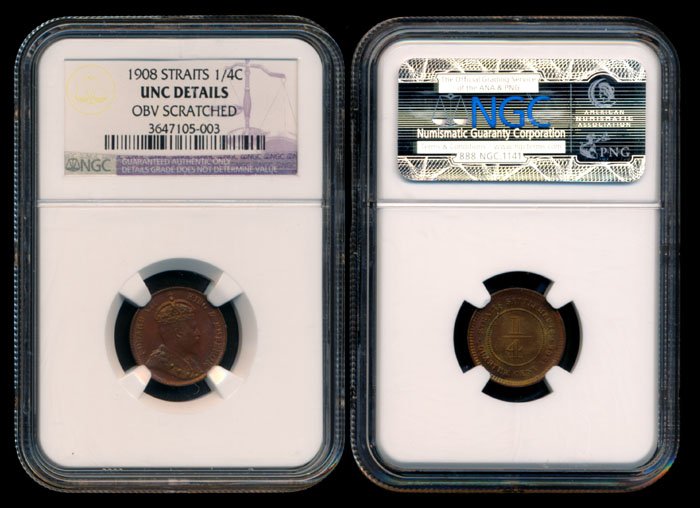 Straits Settlements KEVII 1/4c 1908 NGC UNC (1 of 1)