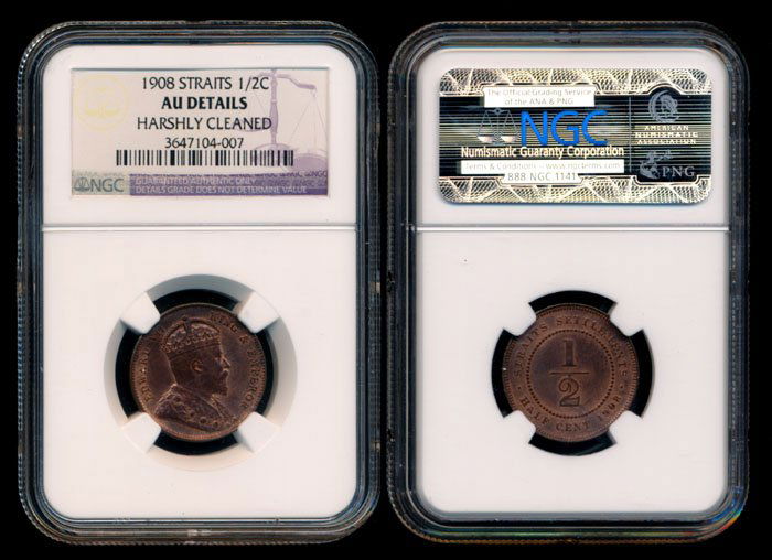 Straits Settlements KEVII 1/2c 1908 NGC AU (1 of 1)