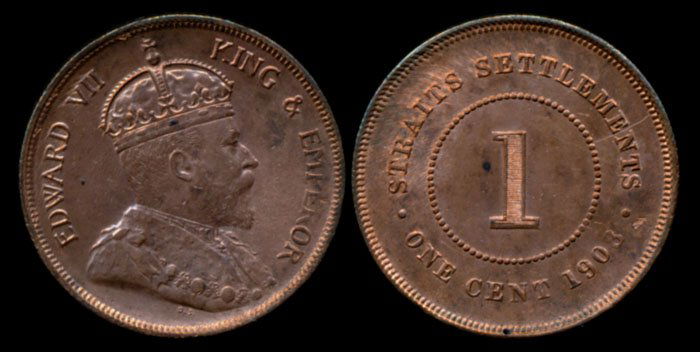 Straits Settlements KEVII 1c 1908 EF-AU (1 of 1)