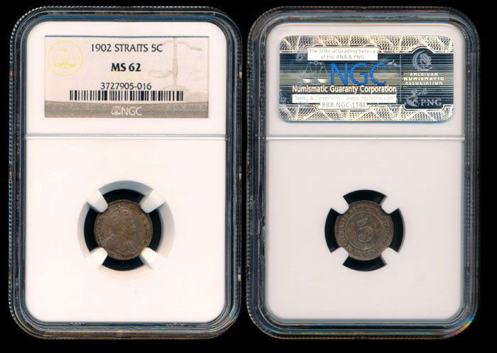 Straits Settlements KEVII 5c 1902 NGC MS62 (1 of 1)