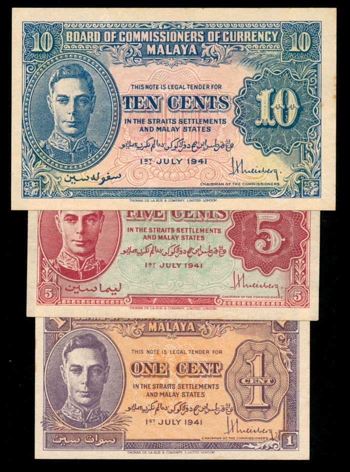 3 Malaya 1-10c 1941 KGVI AU (1 of 1)