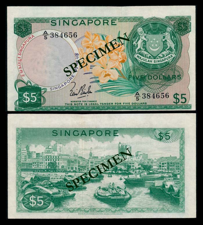 Singapore $5 1967 LKS error AU (1 of 1)