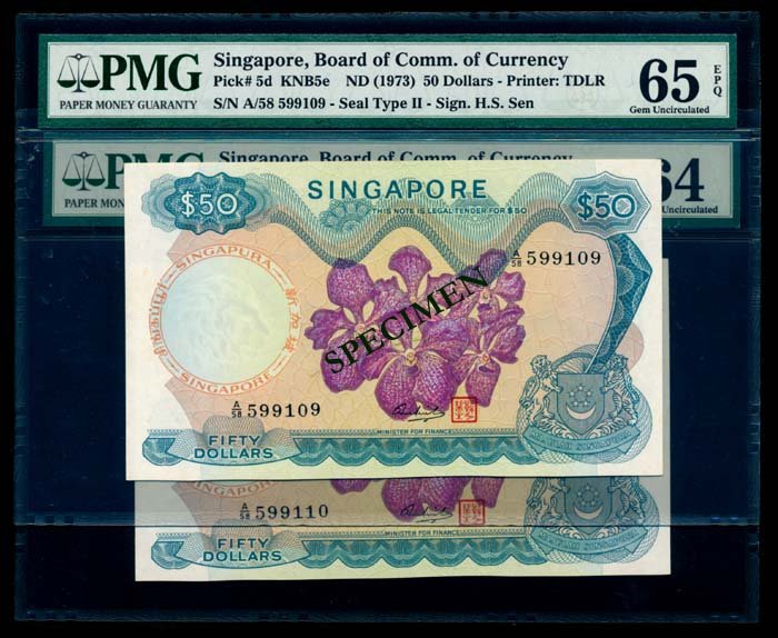 Singapore 2x$50 1973 HSS w/seal PMG (1 of 1)