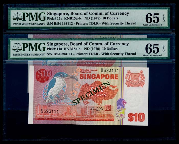 Singapore 2x$10 1976 bird PMG (1 of 1)