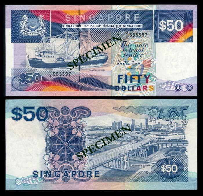 Singapore $50 1987 ship replacement AU (1 of 1)