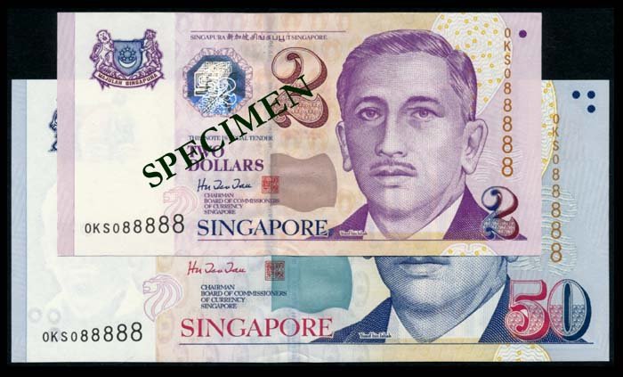 2 Singapore $2-$50 HTT all 0KS 088888 AU-UNC (1 of 1)