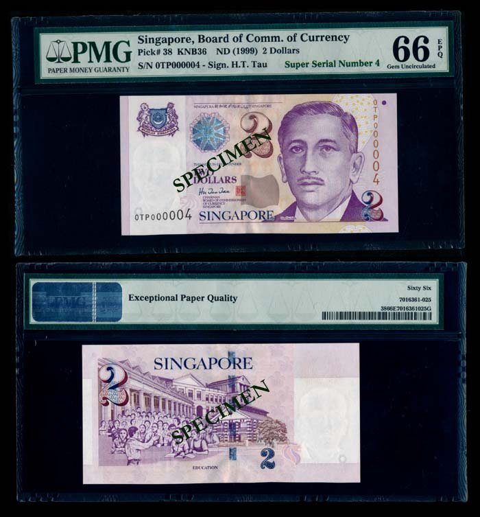 Singapore $2 1999 HTT 0TP 000004 PMG (1 of 1)