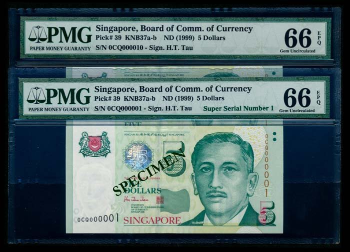 Singapore 10x$5 1999 HTT PMG (1 of 1)