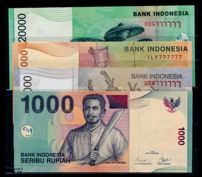 7 Indonesia 1000-100000Rupiah 2001-09 777777 (1 of 1)