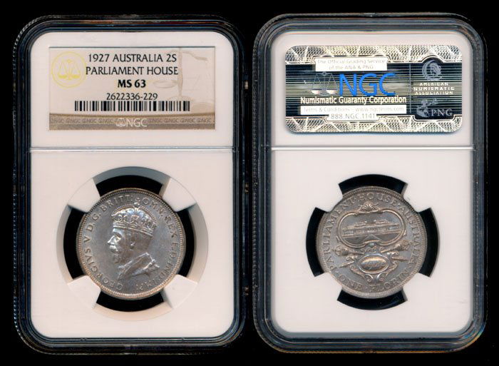 Australia KGV Florin 1927 NGC MS63 (1 of 1)