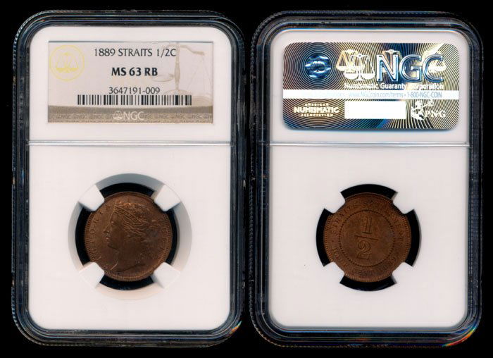 Straits Settlements QV 1/2c 1889 NGC MS63RB (1 of 1)