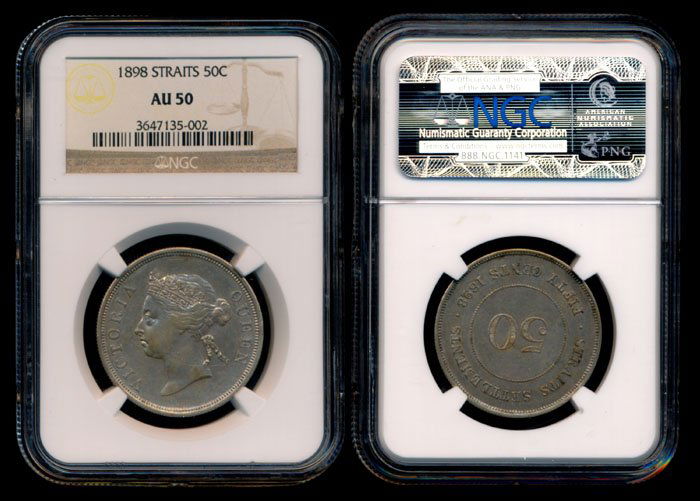 Straits Settlements QV 50c 1898 NGC AU50 (1 of 1)