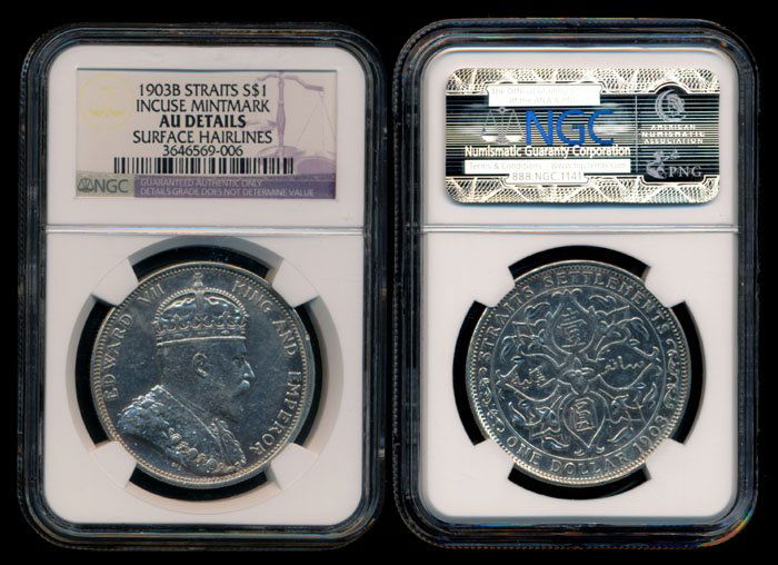 Straits Settlements KEVII $1 1903B incuse B (1 of 1)