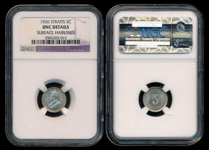 Straits Settlements KGV 5c 1926 NGC (1 of 1)