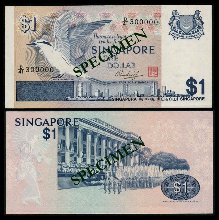 Singapore $1 1976 bird D/41 300000 AU (1 of 1)