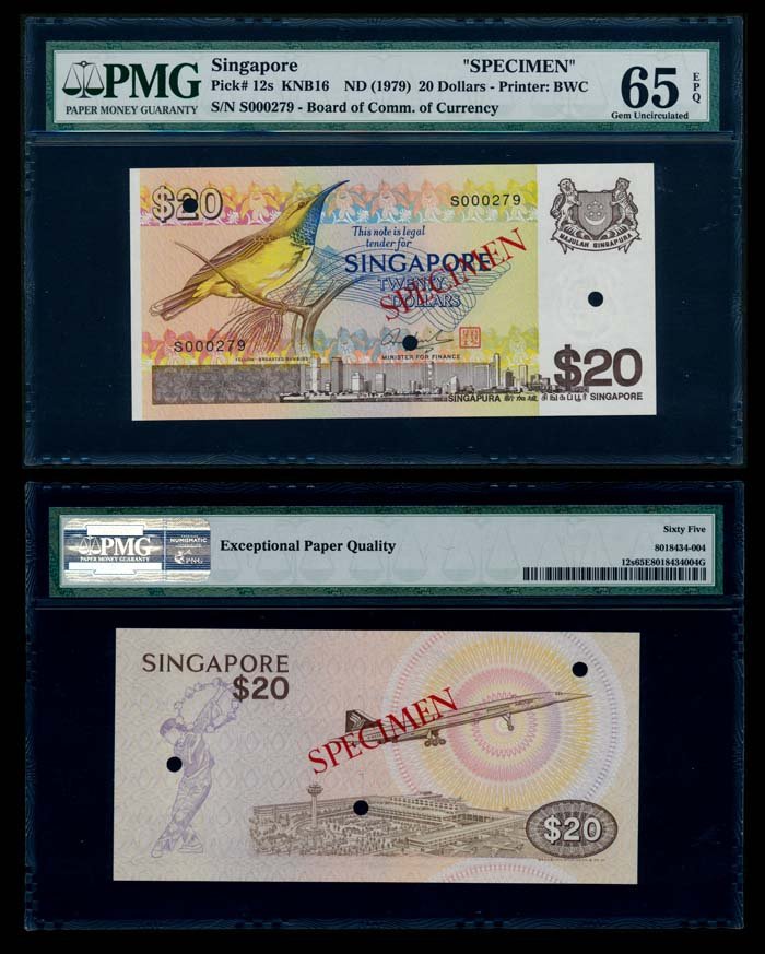 Singapore $20 1979 bird specimen PMG (1 of 1)