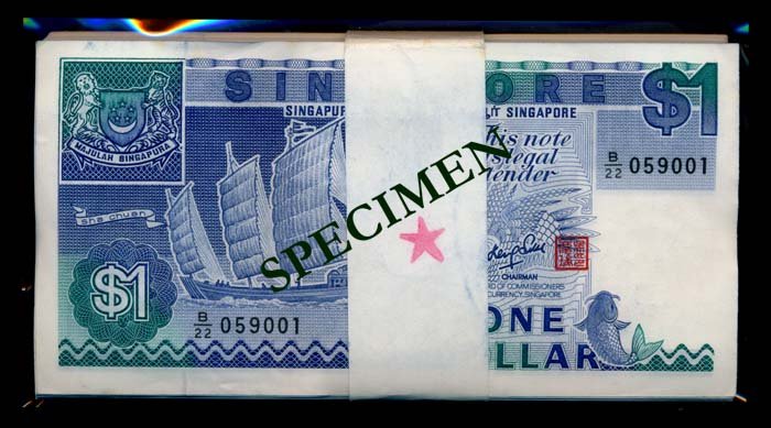 Singapore 100x$1 1987 ship GKS (1 of 1)