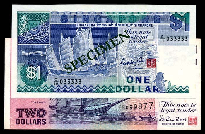 Singapore $1 1987 ship GKS $2 1992 ship (1 of 1)