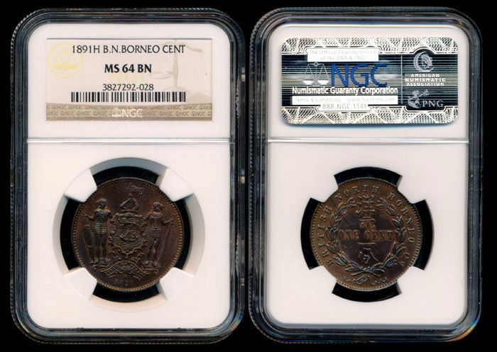 British North Borneo 1c 1891H NGC MS64BN (1 of 1)