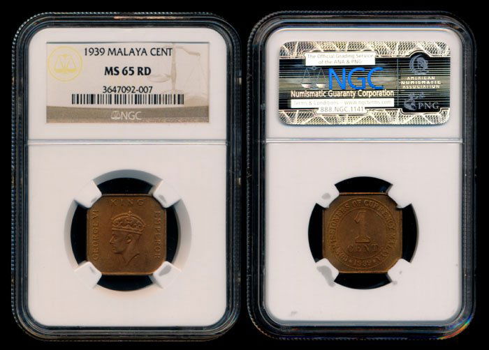 Malaya KGVI 1c 1939 NGC MS65RD (1 of 1)