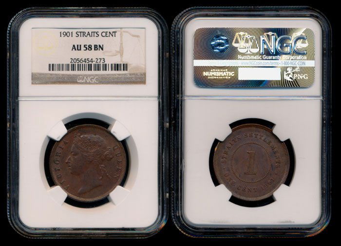 Straits Settlements QV 1c 1901 NGC AU58BN (1 of 1)