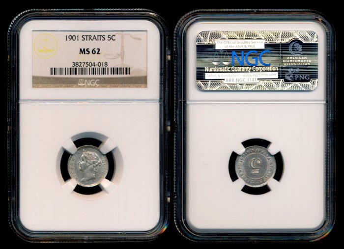 Straits Settlements QV 5c 1901 NGC MS62 (1 of 1)