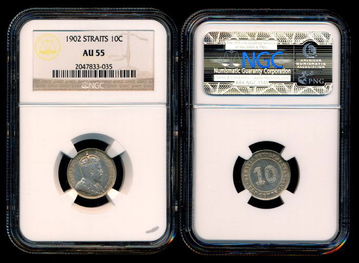 Straits Settlements KEVII 10c 1902 NGC AU55 (1 of 1)