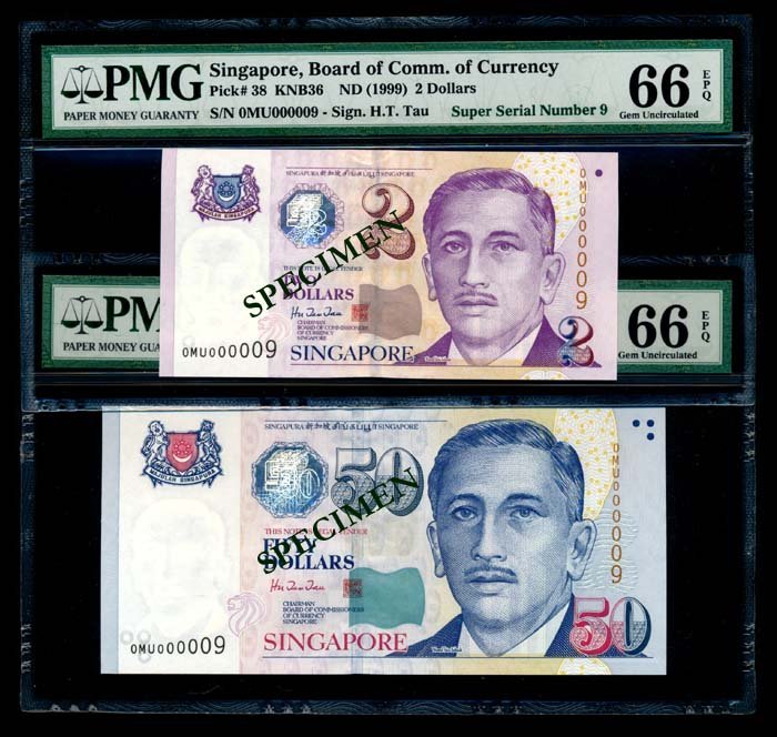 2 Singapore $2-$50 1999 HTT all 0MU 000009 (1 of 1)