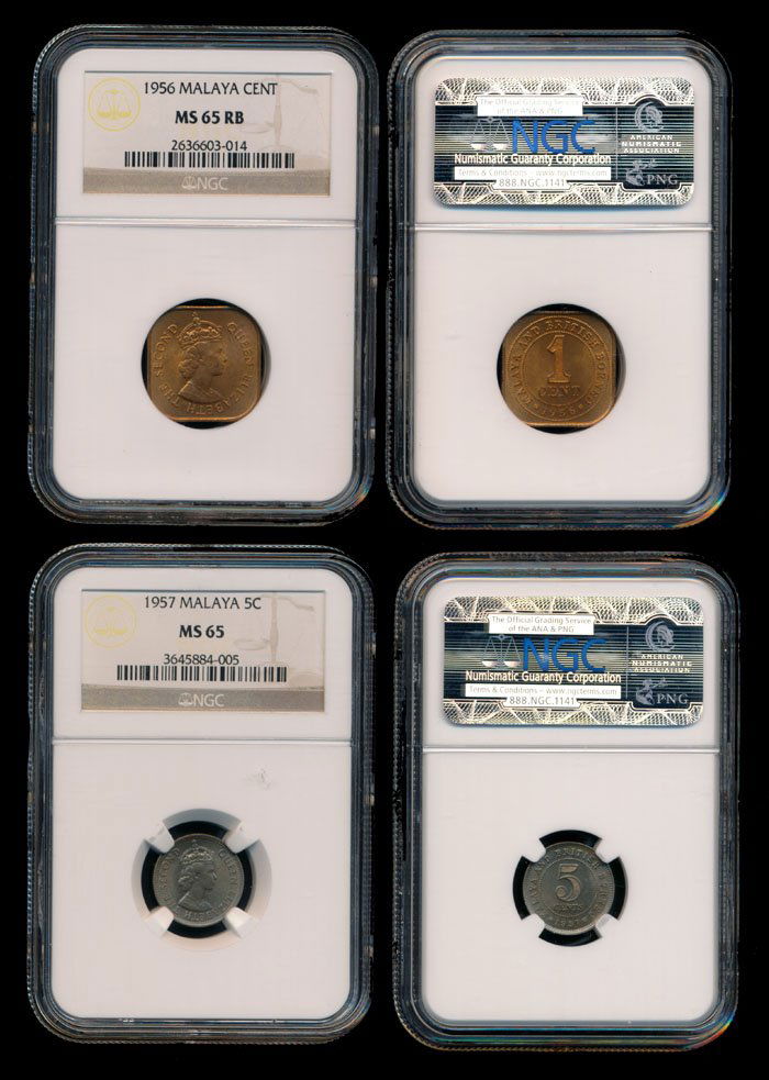 Malaya Br Borneo QEII 1c 1956 5c 1957 NGC (1 of 1)