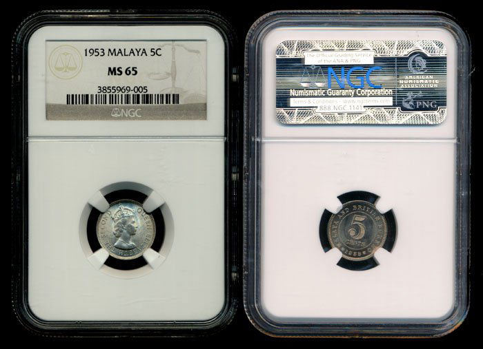 Malaya Br Borneo QEII 5c 1953 NGC MS65 (1 of 1)