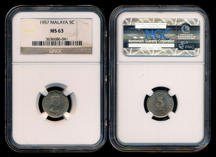 Malaya Br Borneo QEII 5c 1957 NGC MS63 (1 of 1)