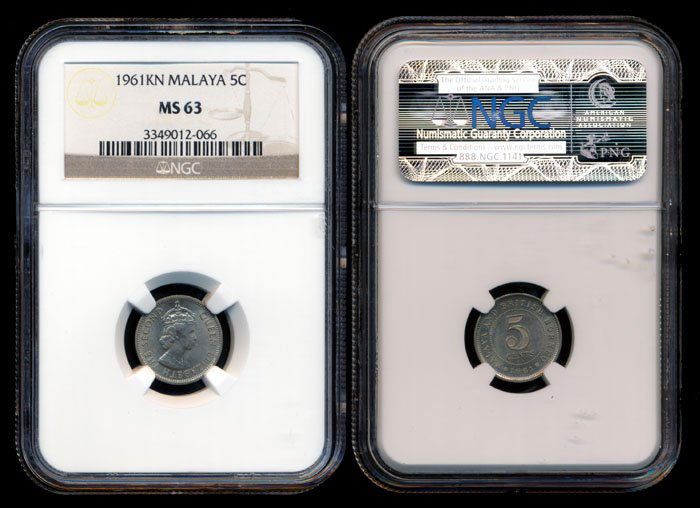 Malaya Br Borneo QEII 5c 1961KN NGC MS63 (1 of 1)