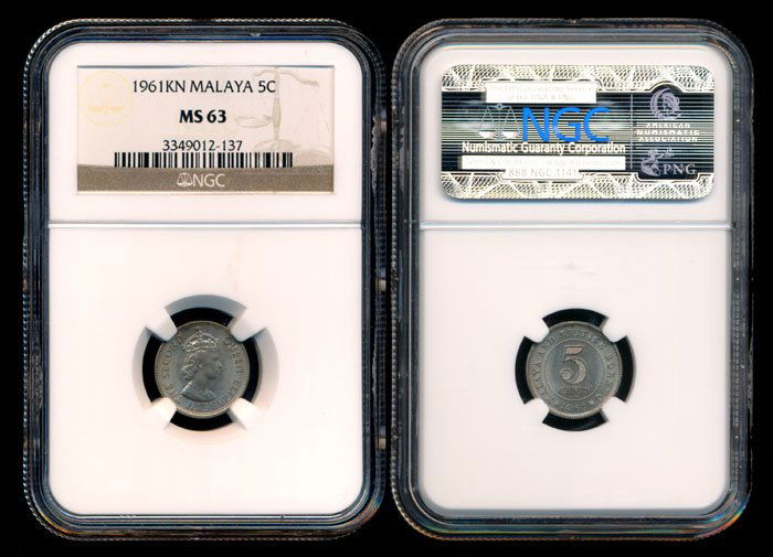 Malaya Br Borneo QEII 5c 1961KN NGC MS63 (1 of 1)