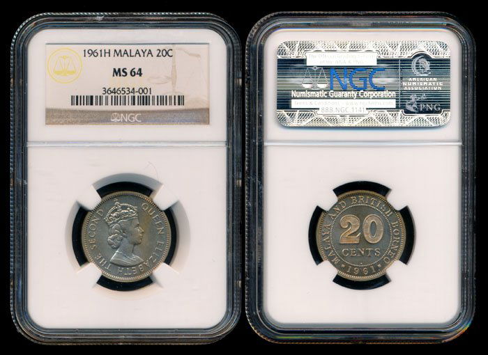 Malaya Br Borneo QEII 20c 1961H NGC MS64 (1 of 1)