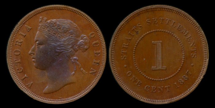 Straits Settlements QV 1c 1887 GEF-AU (1 of 1)