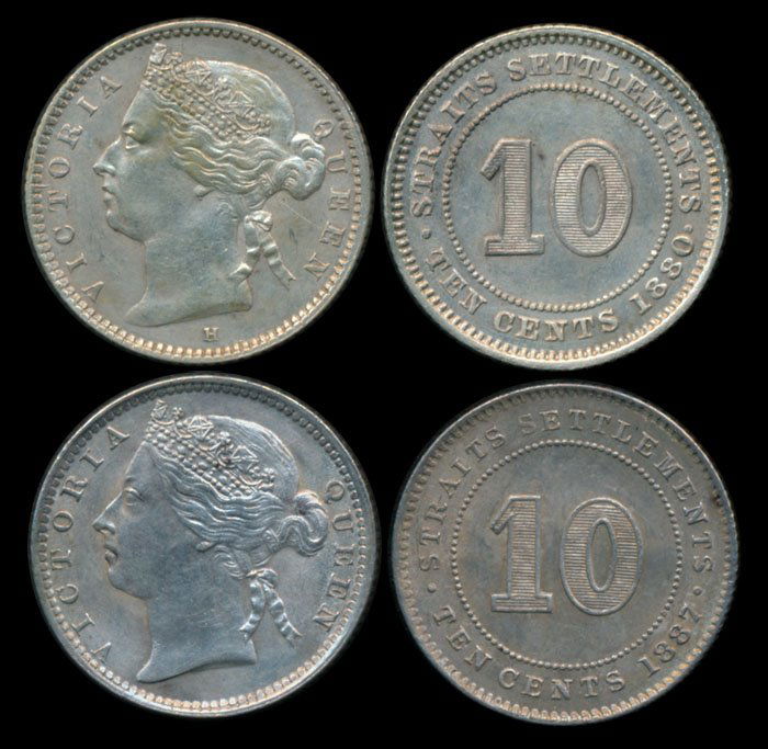 Straits Settlements QV 10c 1880H 1887 (1 of 1)