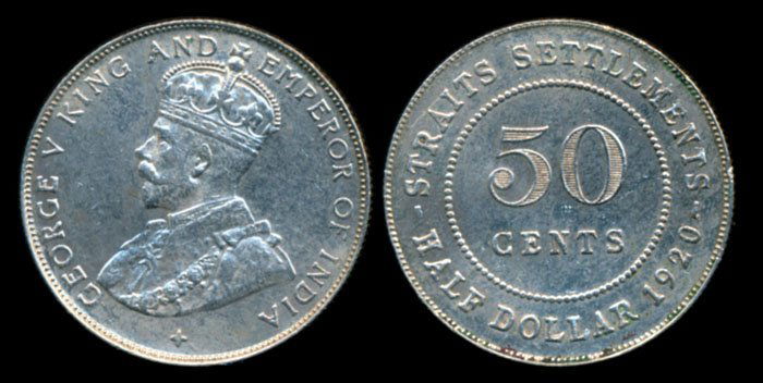 Straits Settlements KGV 50c 1920 (1 of 1)