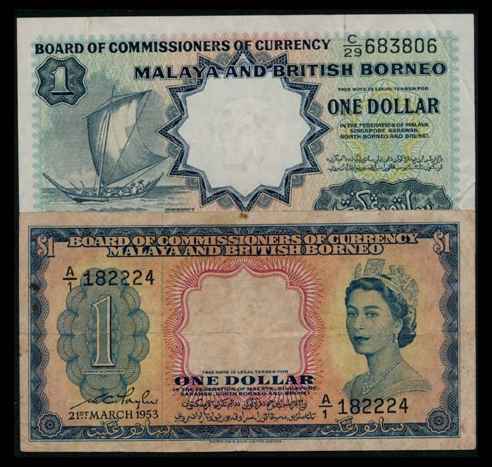 Malaya Br Borneo $1 1953 $1 1959 sailing b (1 of 1)