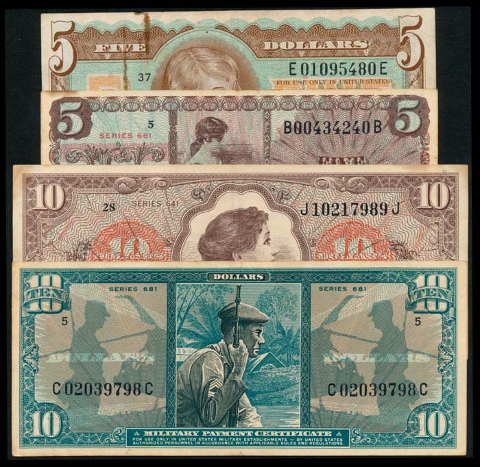 4 United States Military Payment Cert $5 $10 (1 of 1)
