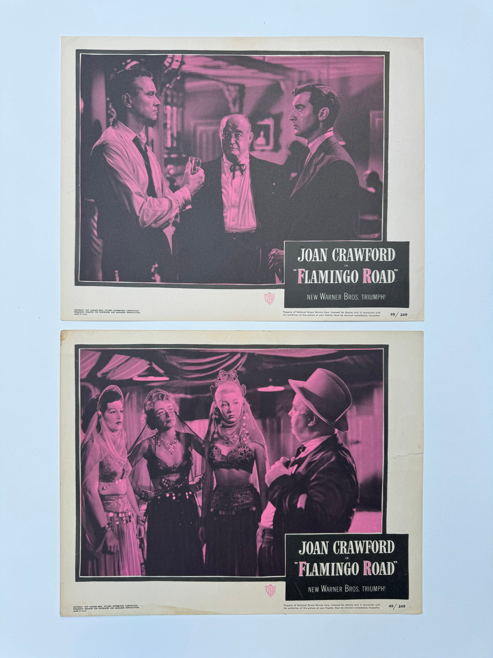 Flamingo Road - 1949 Lobby Card Set of 2 Vintage Joan Crawford Film 11x14 (1 of 6)