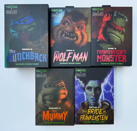 NECA TMNT Universal Monsters Figurines Lot of 5 - Ninja Turtles - Creature, Bride, Frankenstein