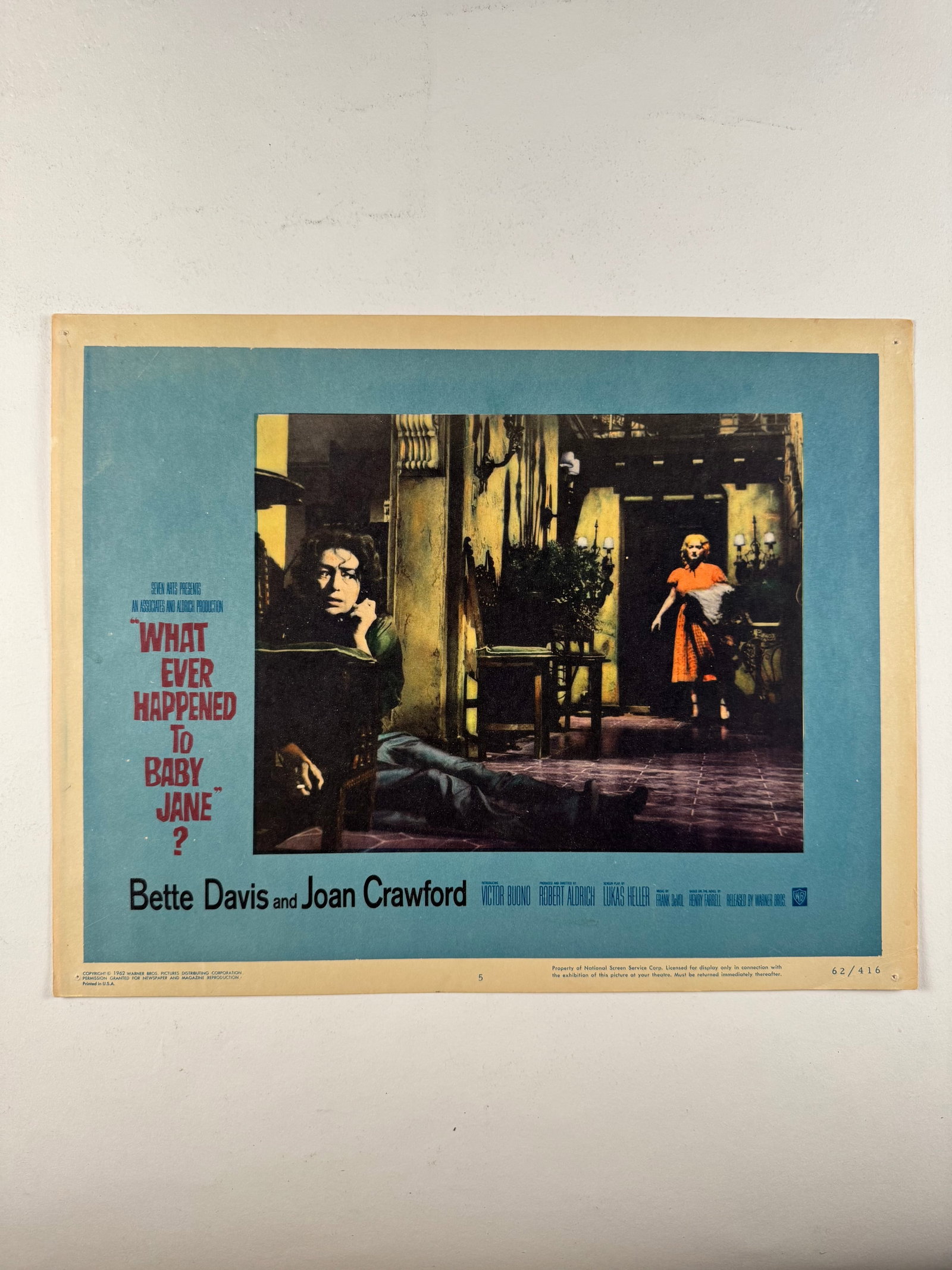 Whatever Happened to Baby Jane 1962 Original Lobby Card Vintage Horror Film 11x14 Joan Crawford (1 of 8)