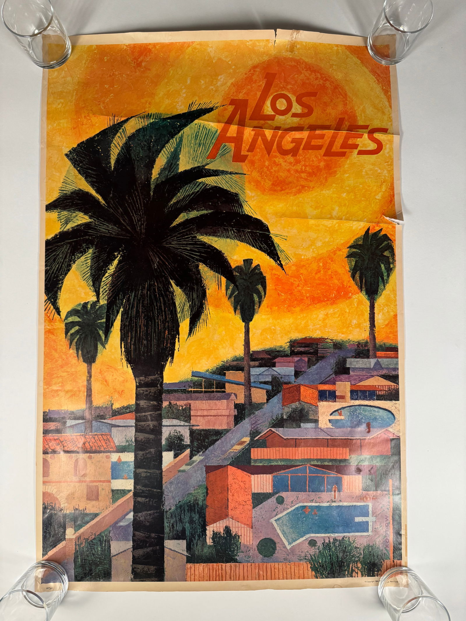 Los Angeles by Koslow 1964 Penn Prints Travel Poster Lithograph 37x24.5 Inches (1 of 15)