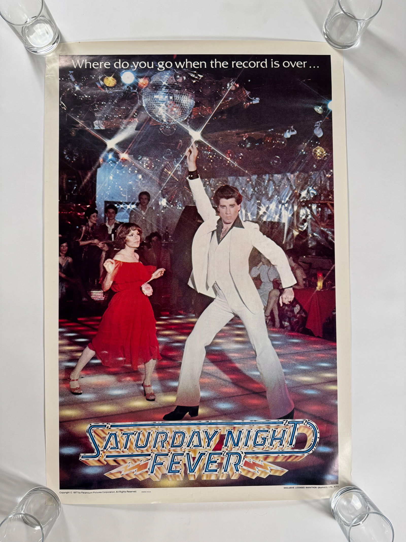Saturday Night Fever 1977 Vintage Movie Poster 24x35 John Travolta The Bee Gees Paramount Pictures (1 of 6)