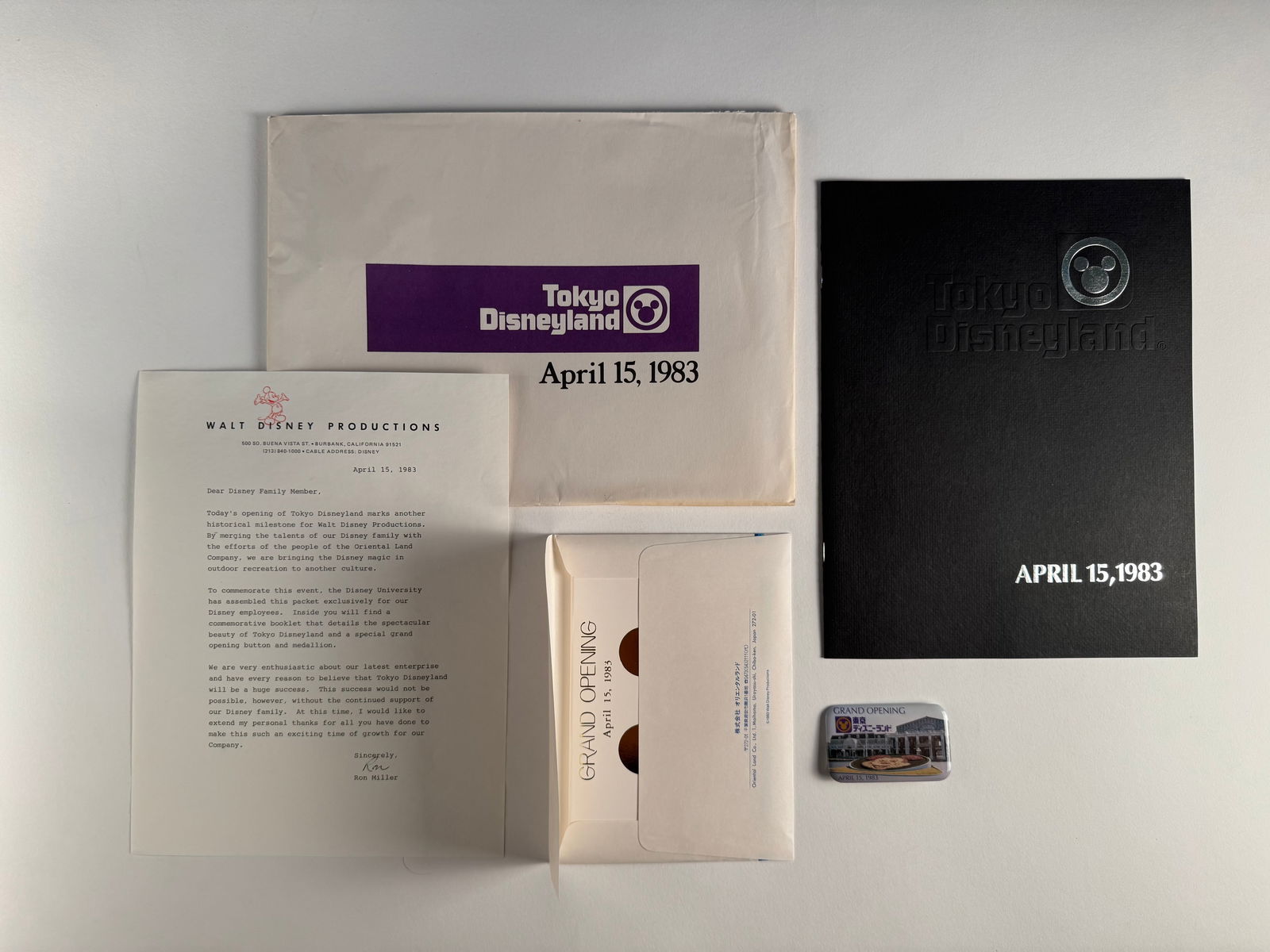 Disney Tokyo 1983 Grand Opening Book + Medallion Coin Token + Welcome Letter + Pin Kit (1 of 5)