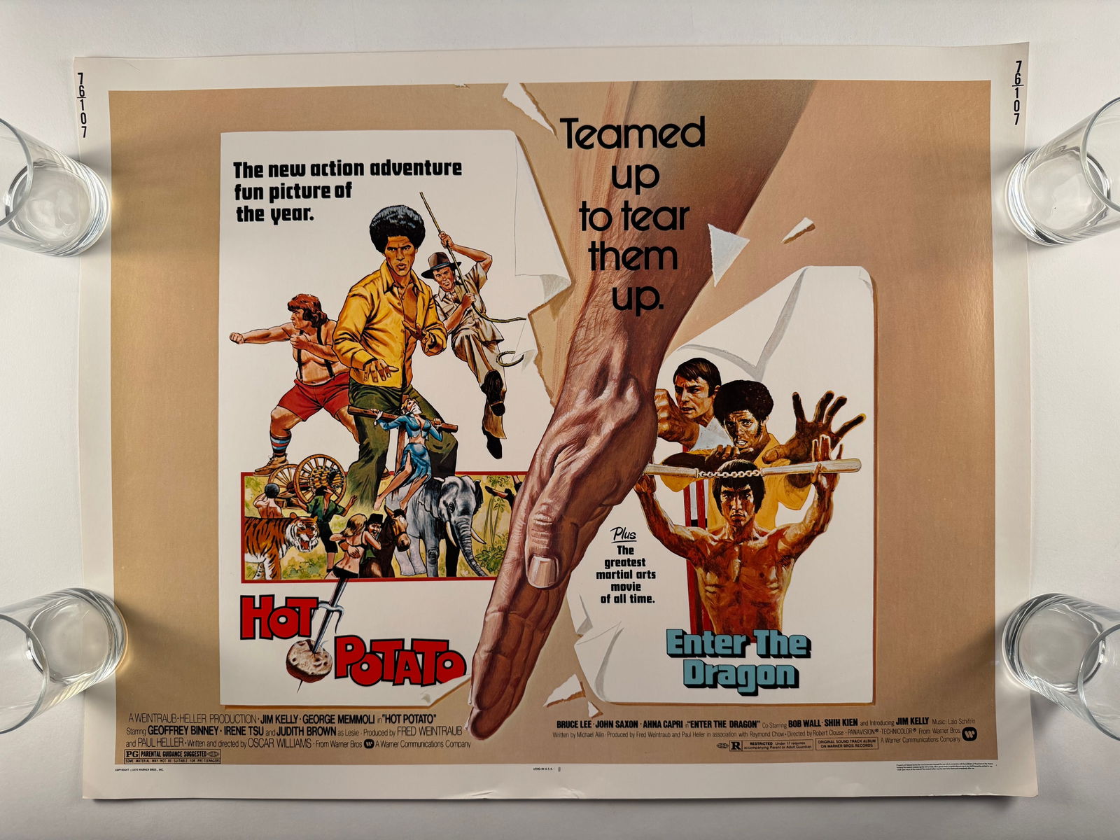 Hot Potato/Enter the Dragon Vintage Half Sheet Movie Poster Bruce Lee 28x22 (1 of 5)